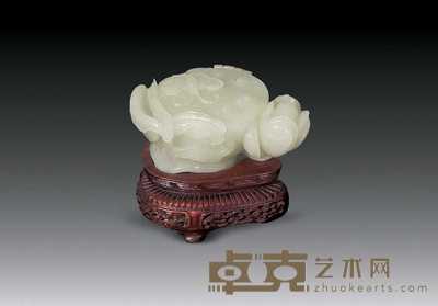 清 白玉刻莲花摆件 7.5×5.5cm×4